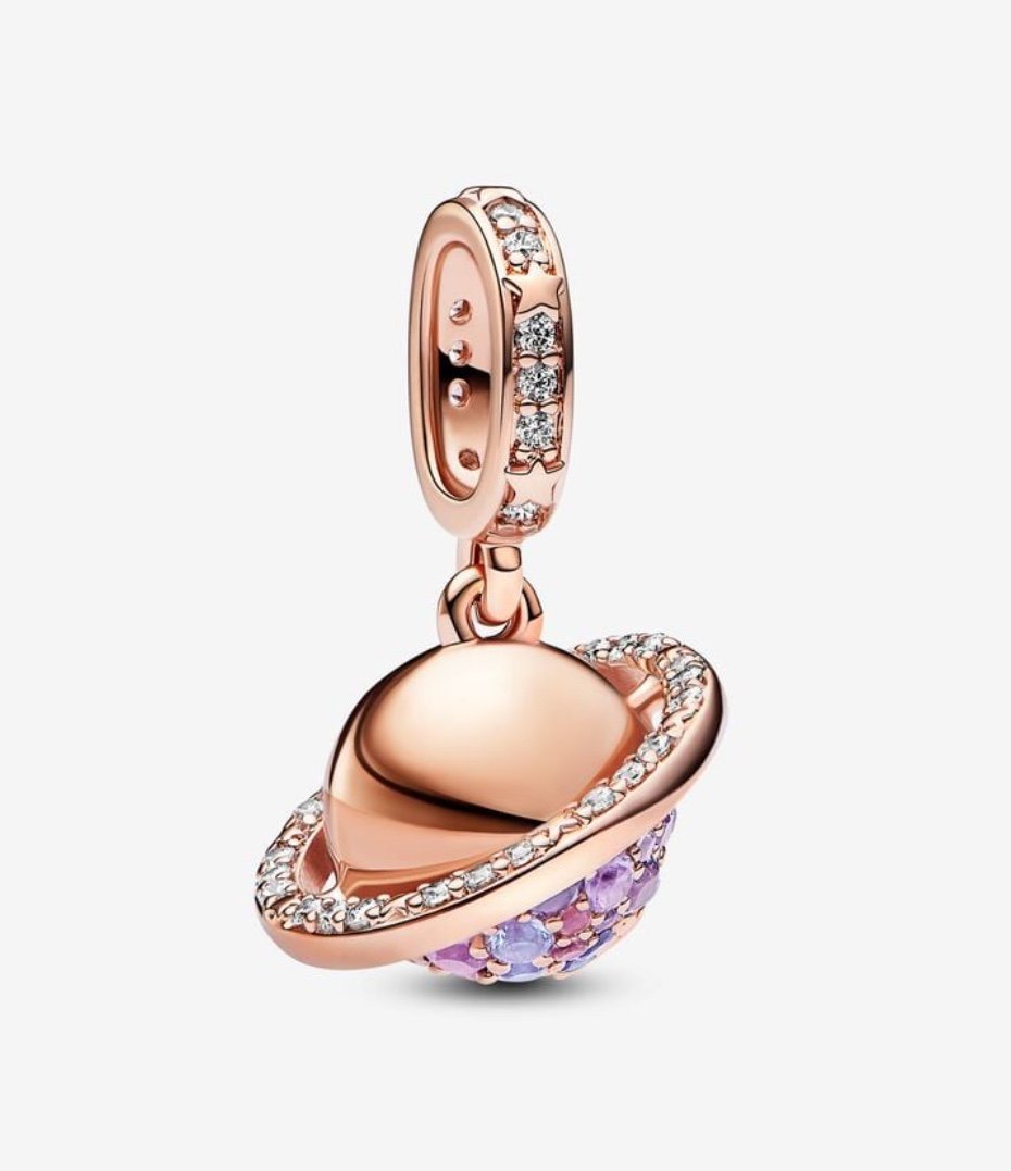 New Authentic Pandora Planet Saturn Sparkling Dangle Charm