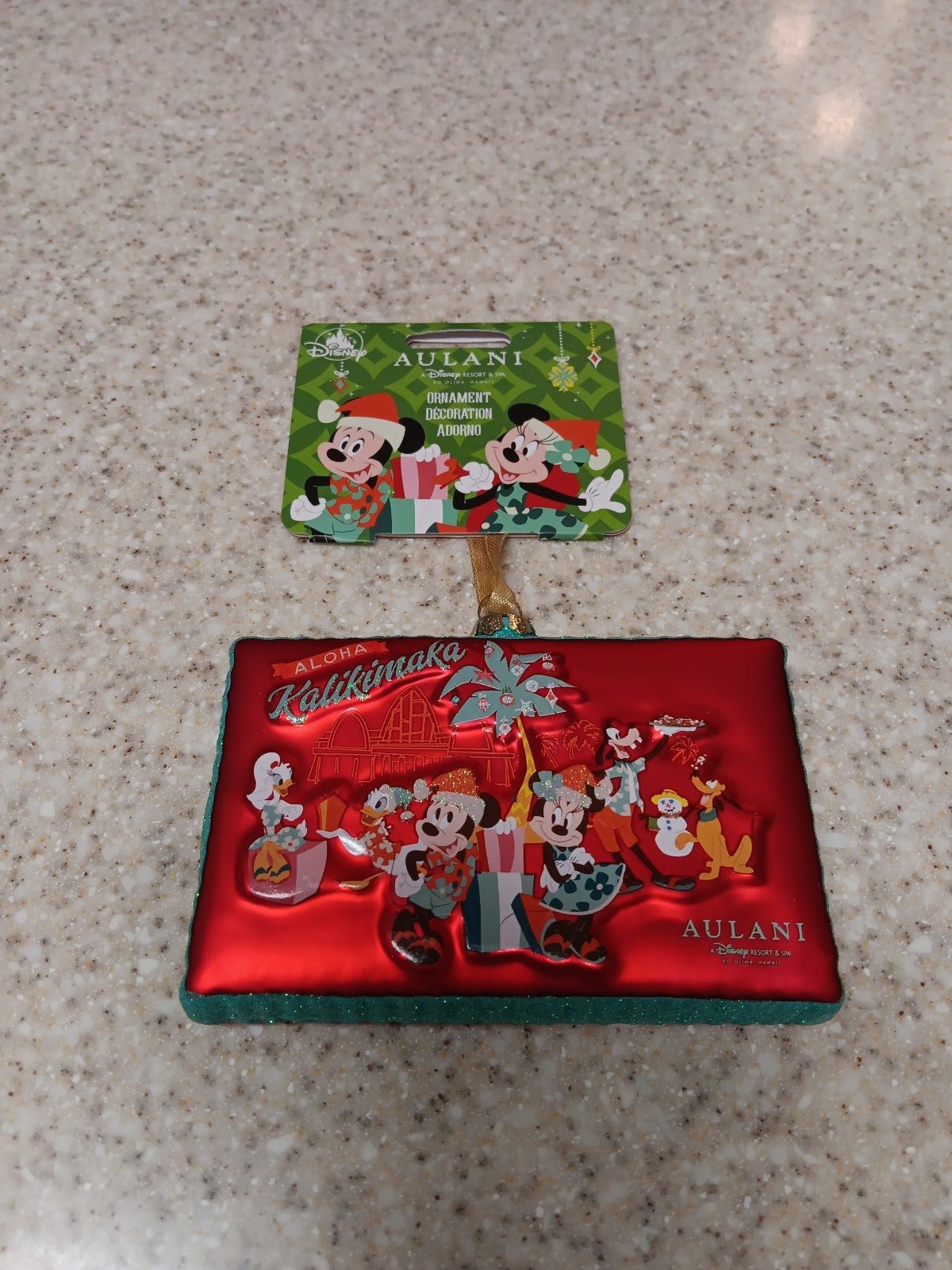 Disney Aulani 2023 Christmas Postcard Glass Ornament