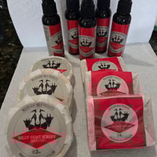 Nu Luv Milk Billy goat scruff Calming Cream and soaps bundle