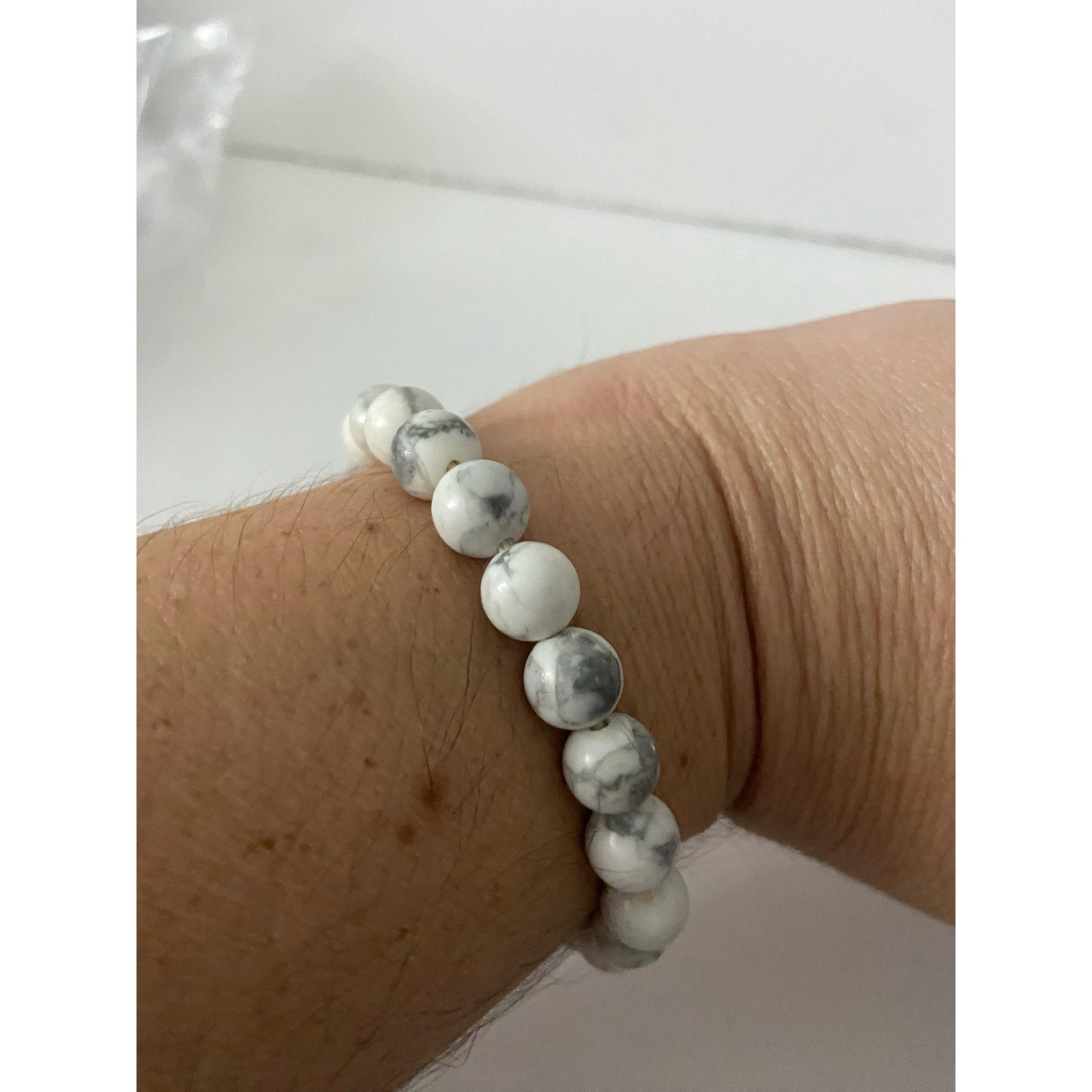 Gray and white stone bracelet
