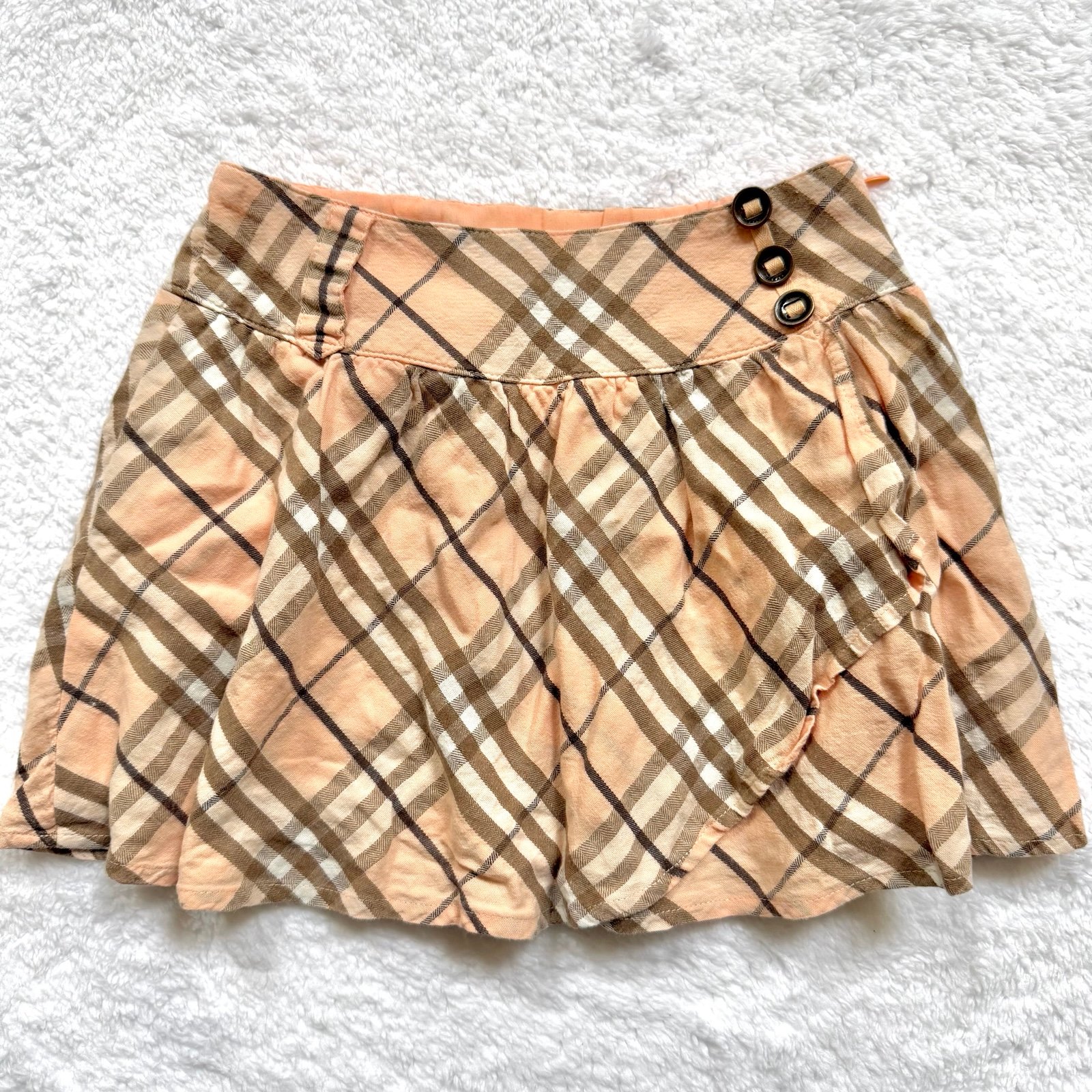 Burberry Nova Check Skirt cotton linen 100cm 4T pink beige plaid bottoms girls