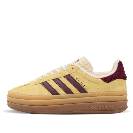 adidas Originals [9] Women’s Platform Gazelle Bold ‘Yellow Burgundy' Sneakers