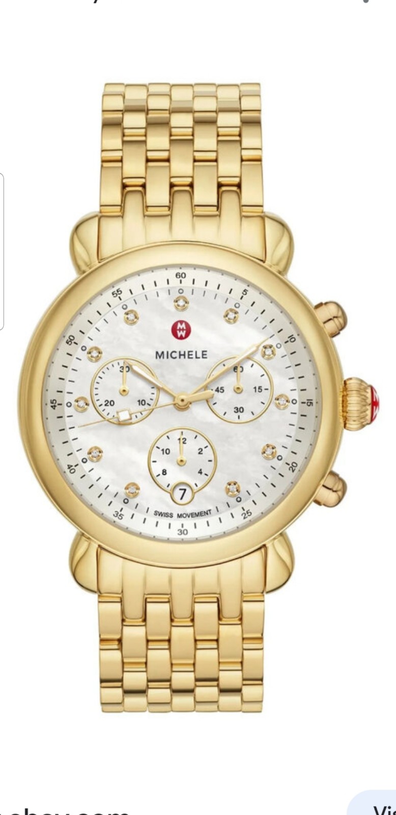 NEW MICHELE CSX Diamond MOP Dial Gold Tone Ladies Watch