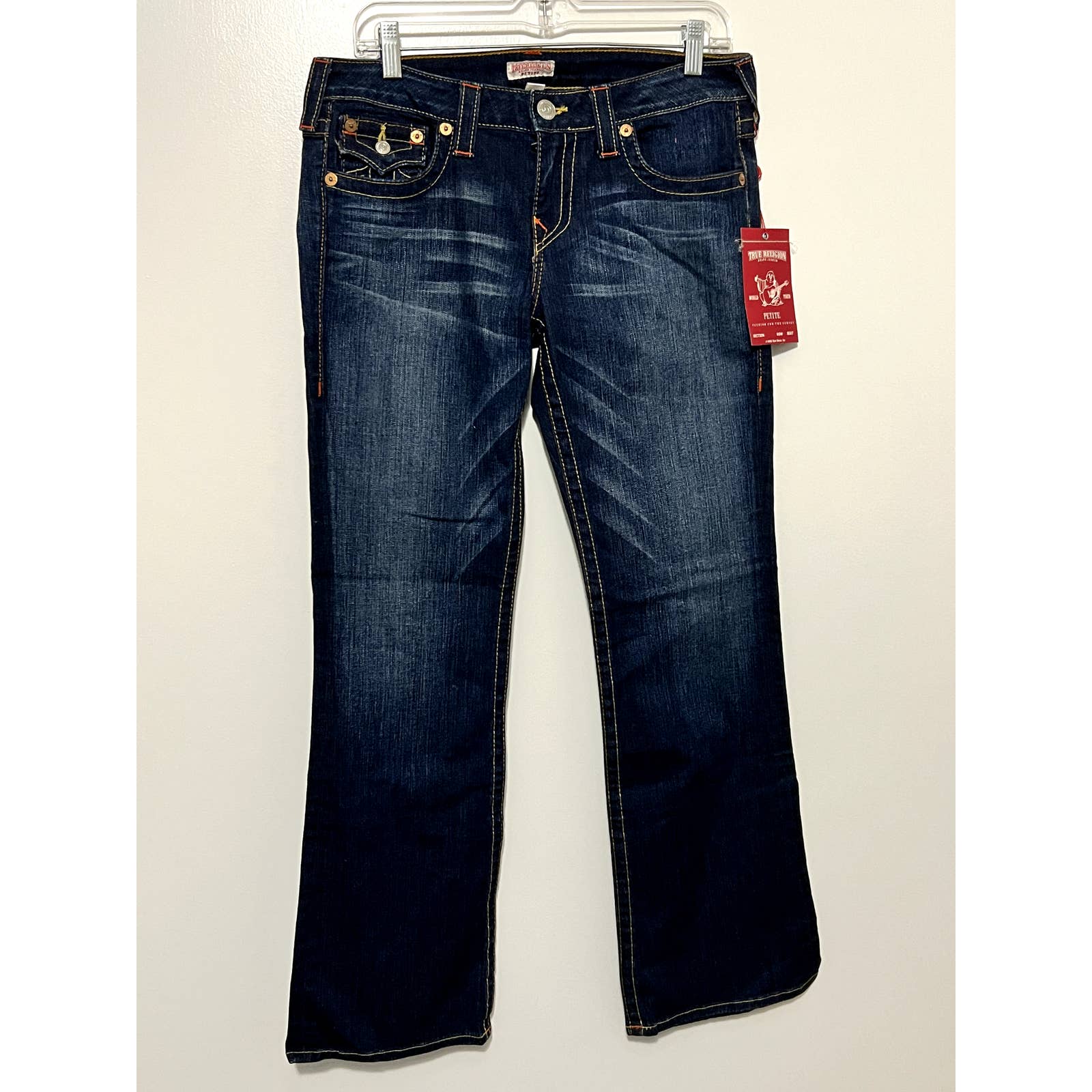 True Religion Becky Bootcut Jeans Women's Size 31 Dark Blue Dusty Skies USA