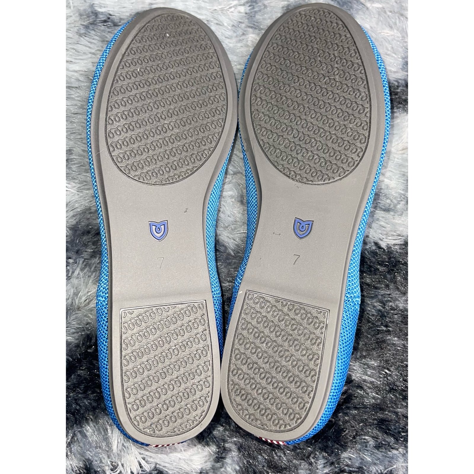 Rothy's Round Toe Flat Indigo Mini Striped Retired Flat