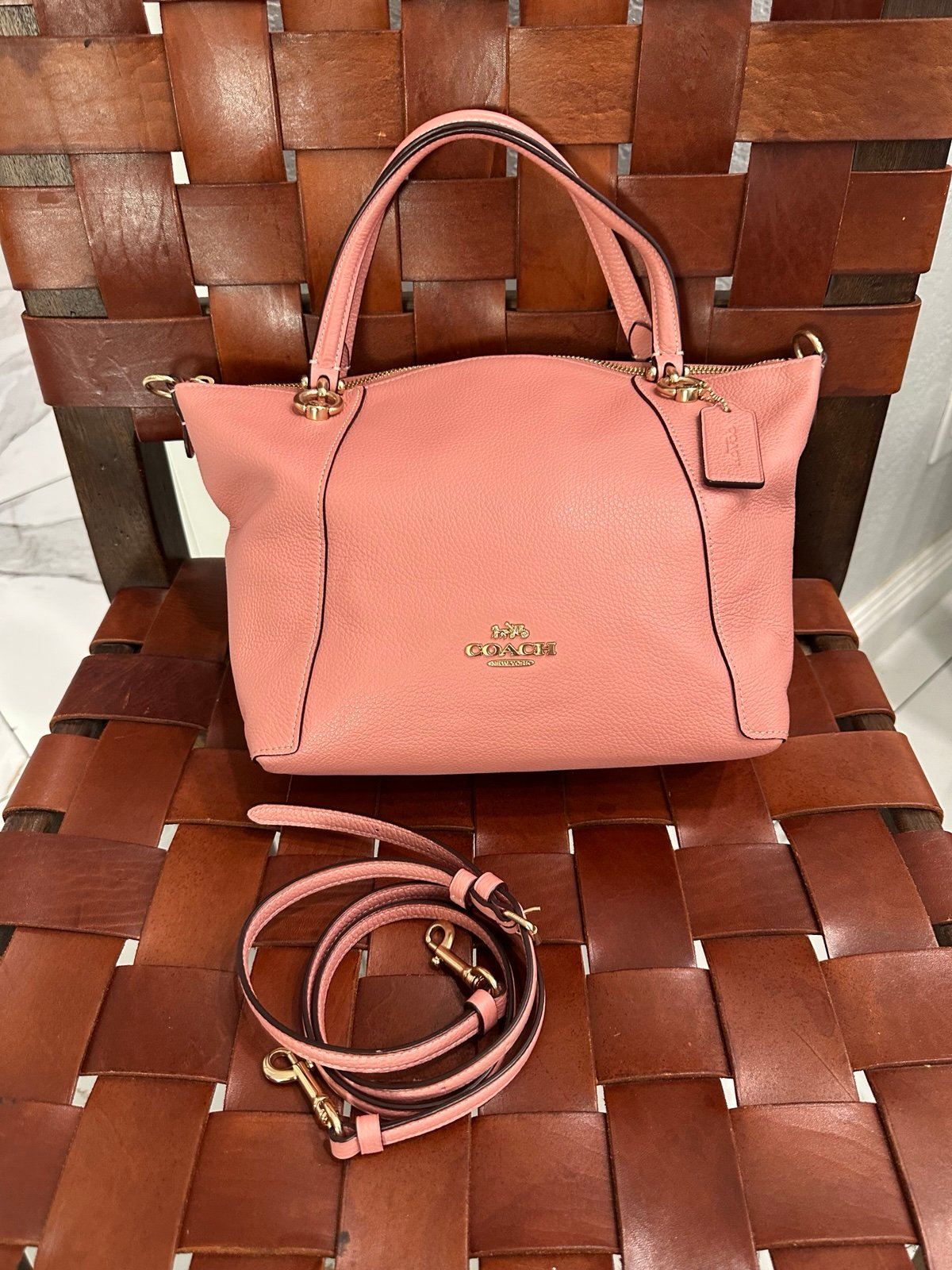 Authentic COACH Kacey Satchel Pebble Leather Shoulder Crossbody Bag !