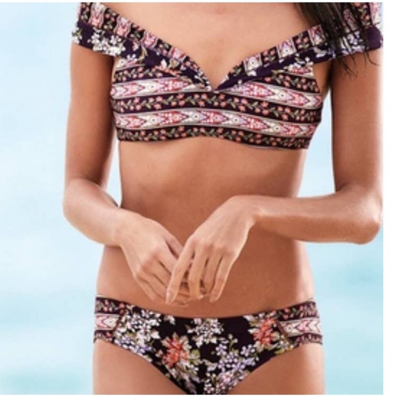 BECCA by Rebecca Virtue Floral Cottage Bikini Top Bottoms Set Size Medium Large