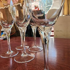 Vintage Gorham Crystal Andante Wine Glass Discontinued No Trim Petal Stem 5 Set