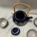 Vintage Royal Blue Hand Painted Collectable Japanese Teapot Peacocks 6 cups