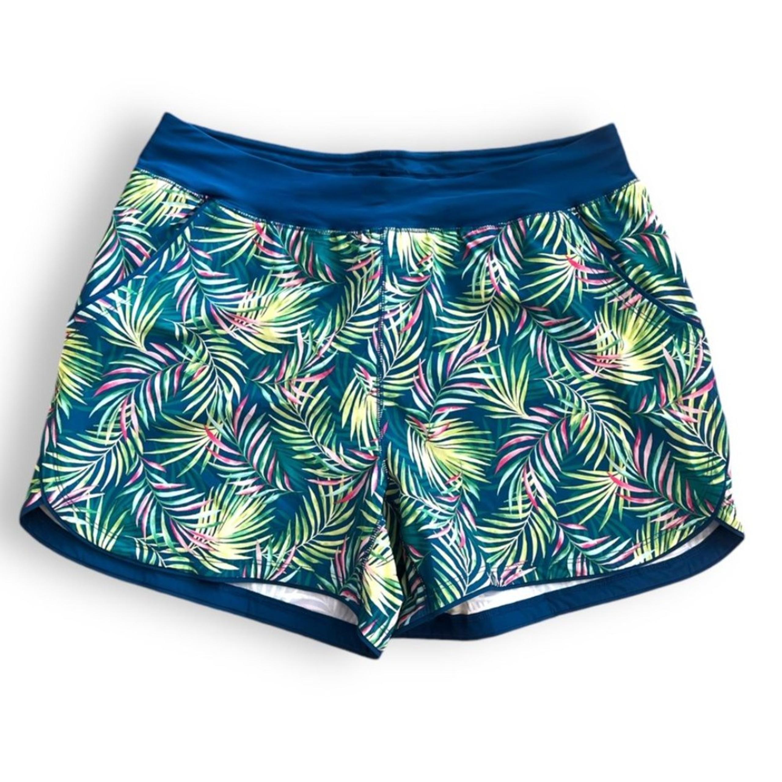 Lands End Women's 5in Quick Dry Swim Shorts w/attached Panty Sz 18W Palm Print