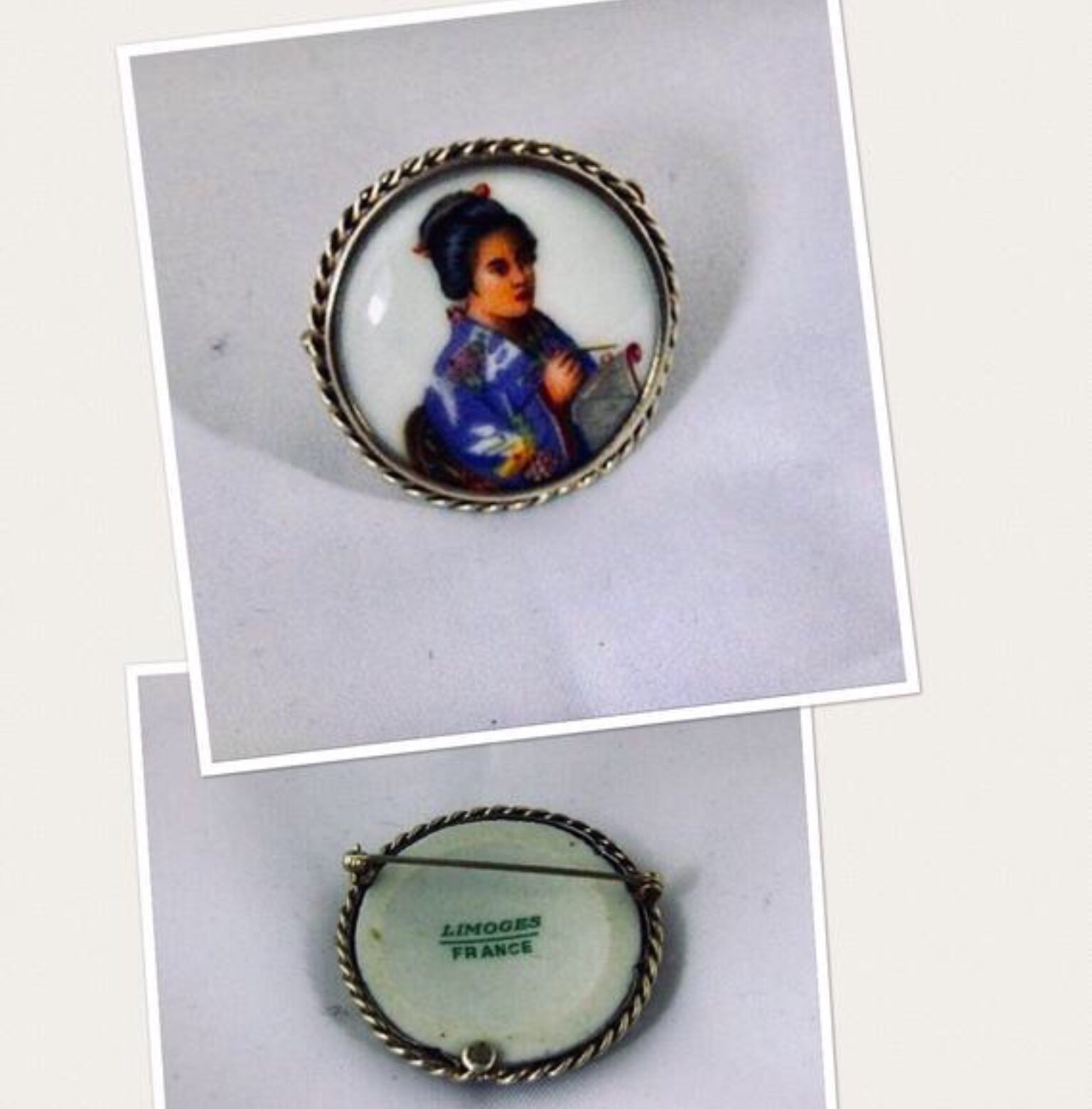Limoges Gaisha Girl Brooch/pendant