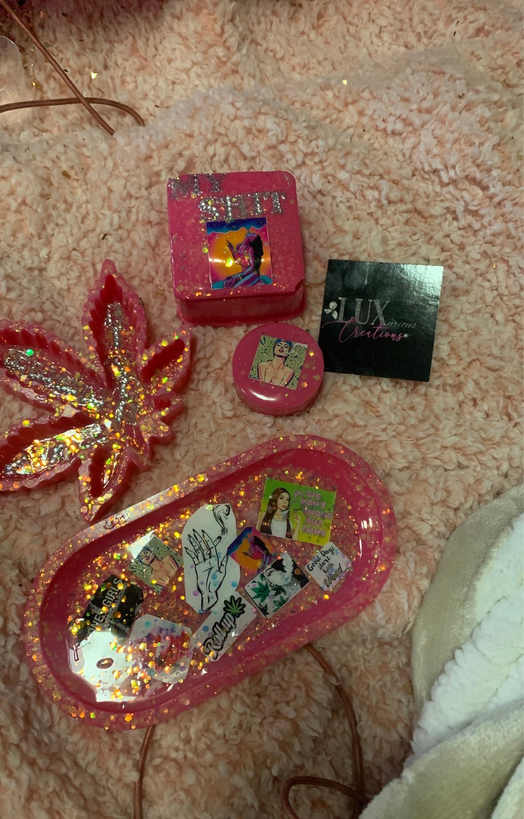 Mini rolling tray set pink comes with gr