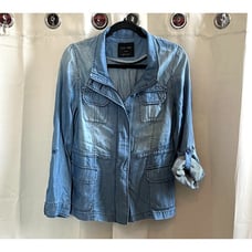 Love Tree Womens Utility Jacket Small Blue Chambray 100% Tencel Western 16660