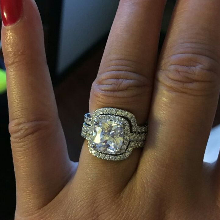 4cttw pt950 ring diamond CZ set 3