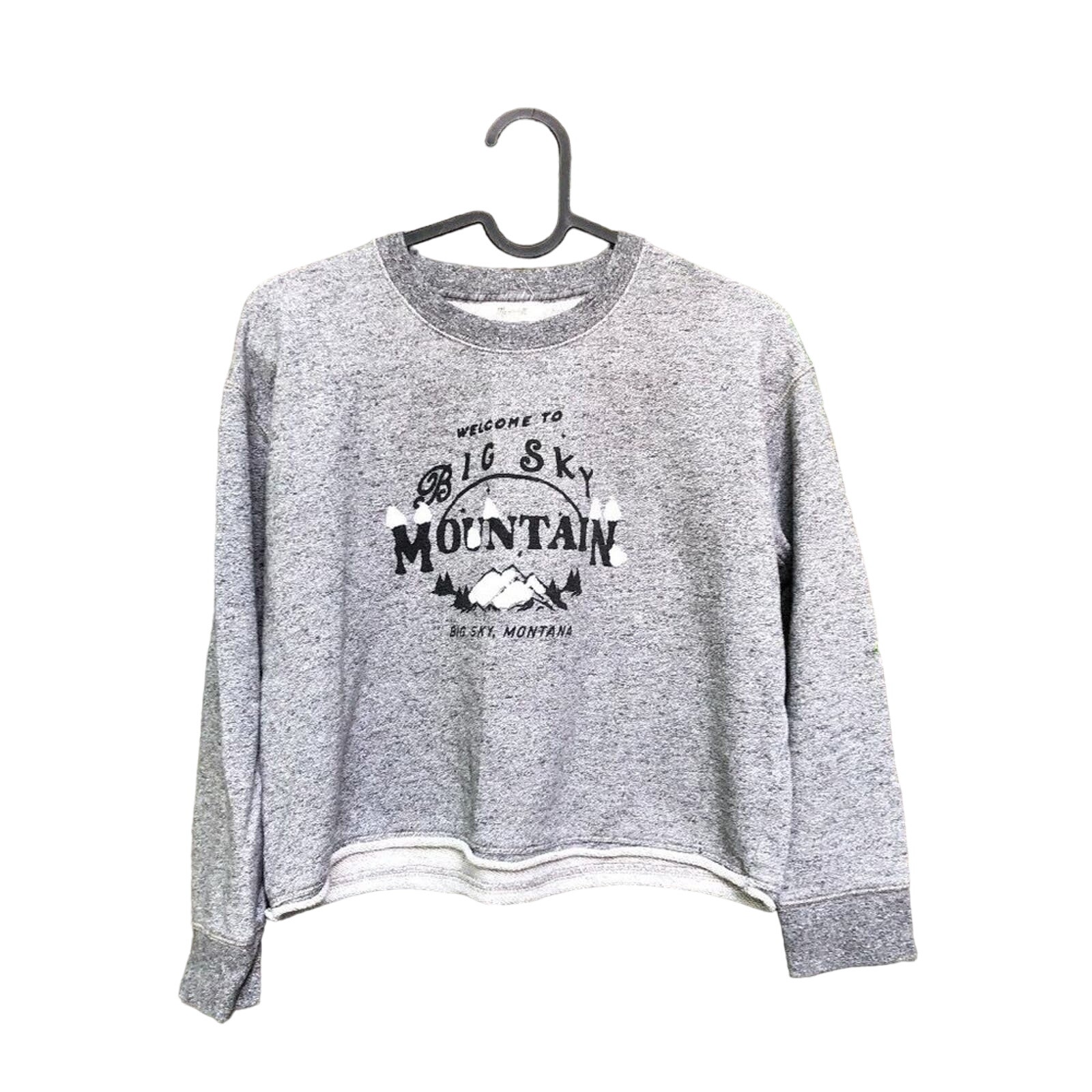 Madewell Pullover Big Sky Montana Postcard Crop Sweatshirt Crew Grey xxs