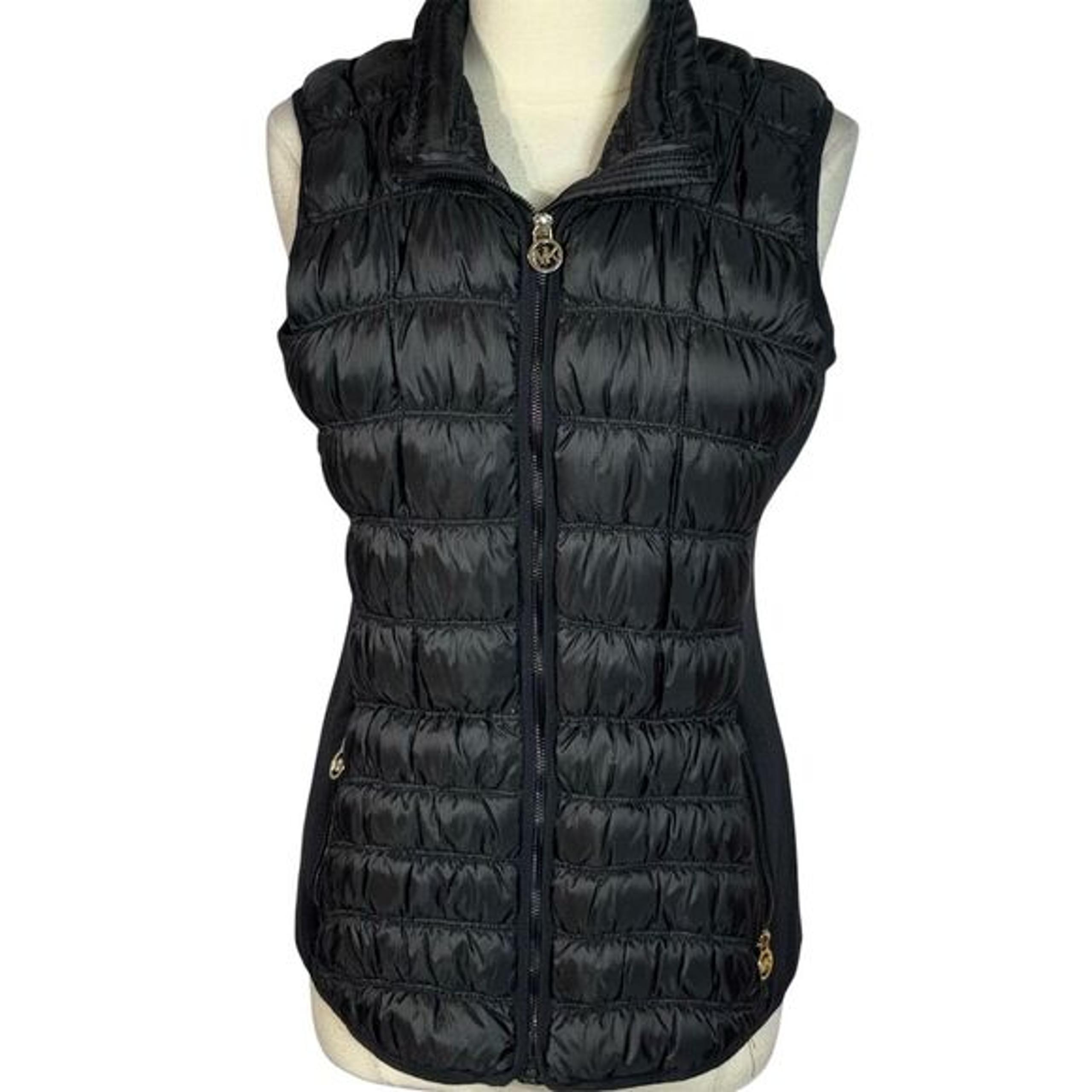 Michael Kors Women's Black Down Filled Puffer Vest Size L Quilted Lightweight