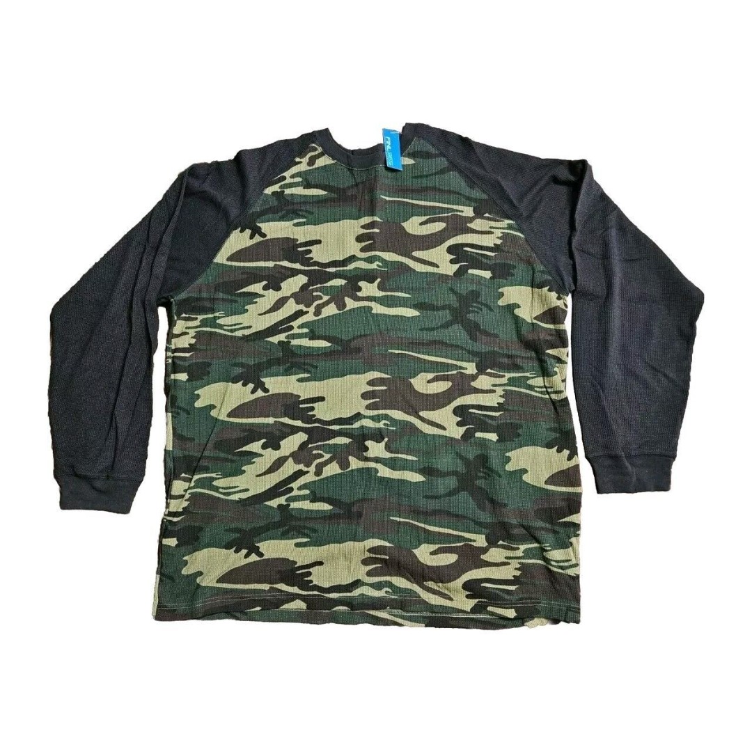 Vtg Finish Line Shirt Mens 4XL Green Camo Cotton Long Sleeve Thermal Finl365 NWT
