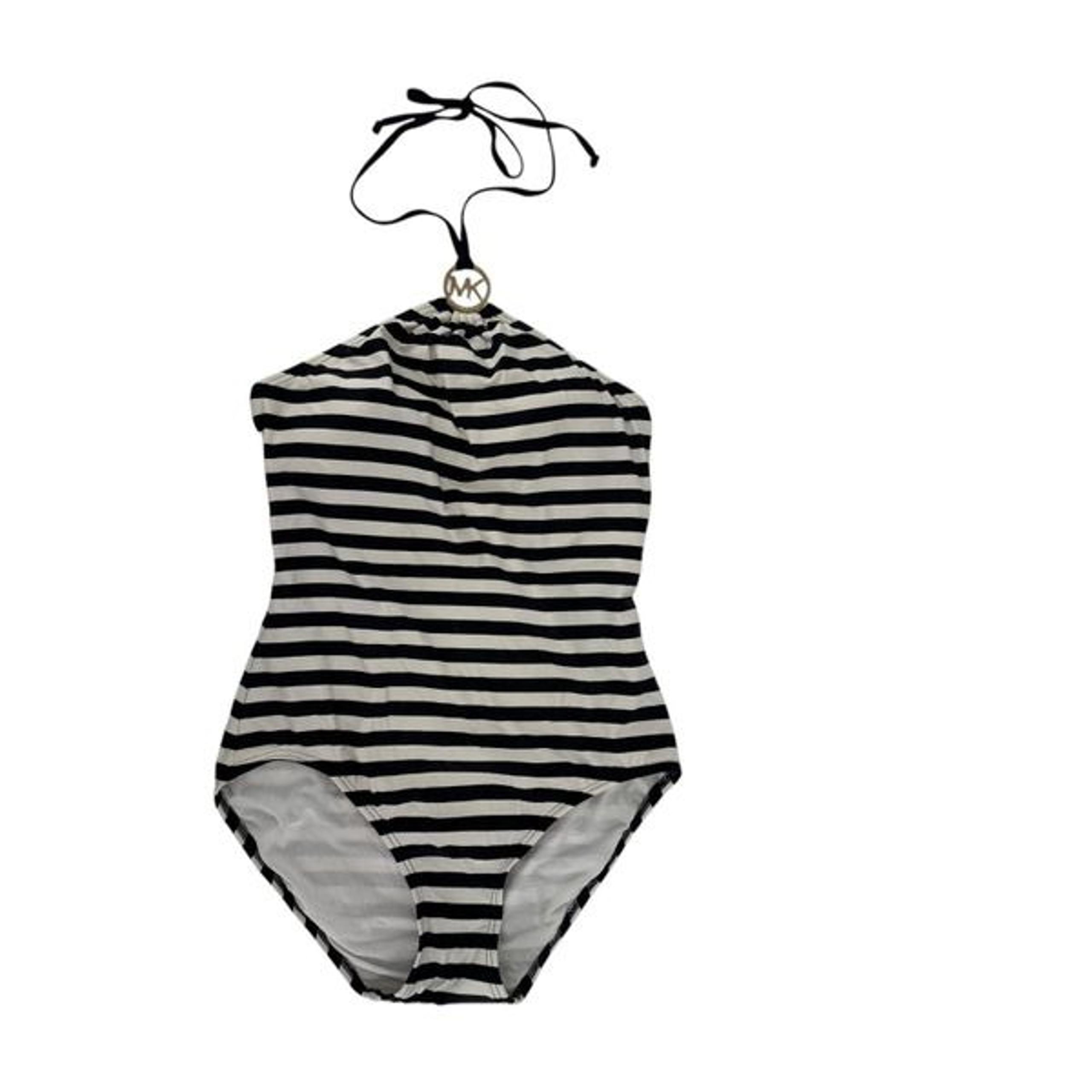 Michael Kors Swimsuit One Piece Size 10 Striped Halter Blue White Nautical Sail