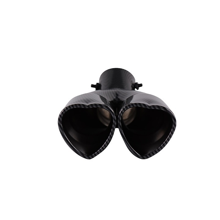 New Carbon Fiber Dual Heart Shaped Stainless Steel Car Exhaust Pipe Muffler Tip
