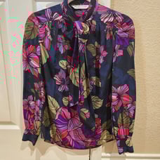 Trina Turk floral silk tie blouse