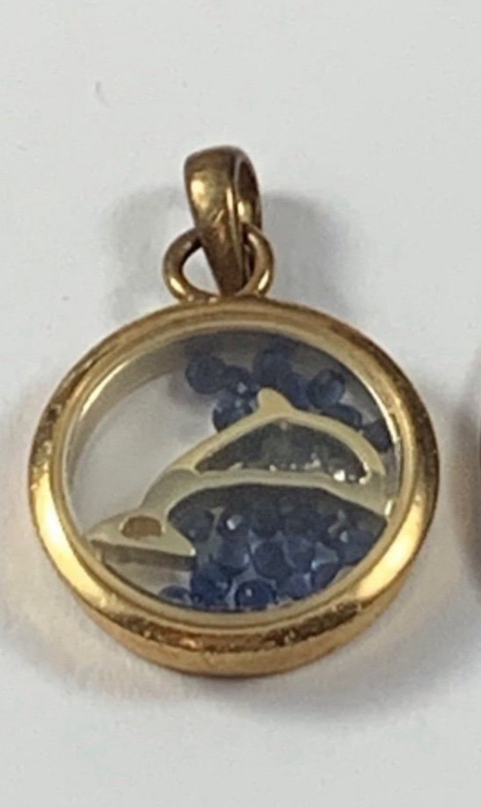 14k floating diamond and sapphire pendant