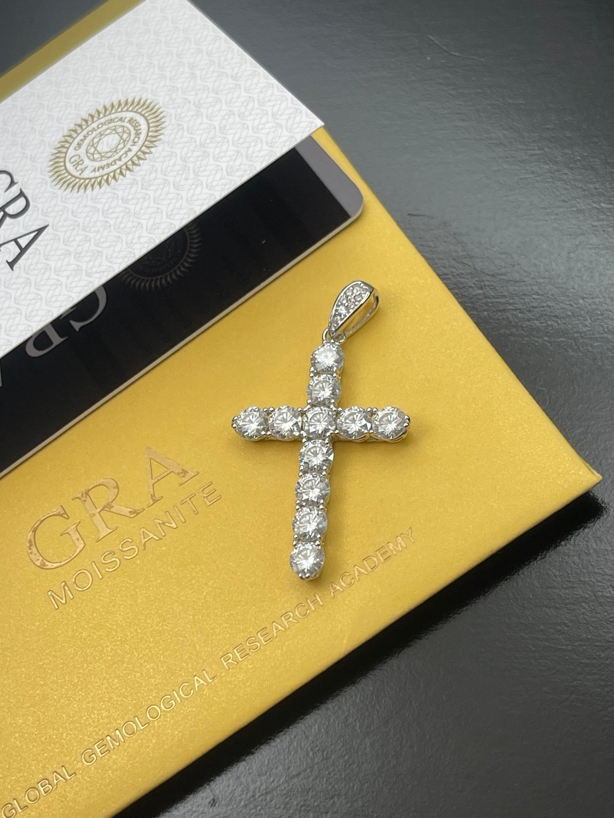 Moissanite cross pendant sterling silver 925