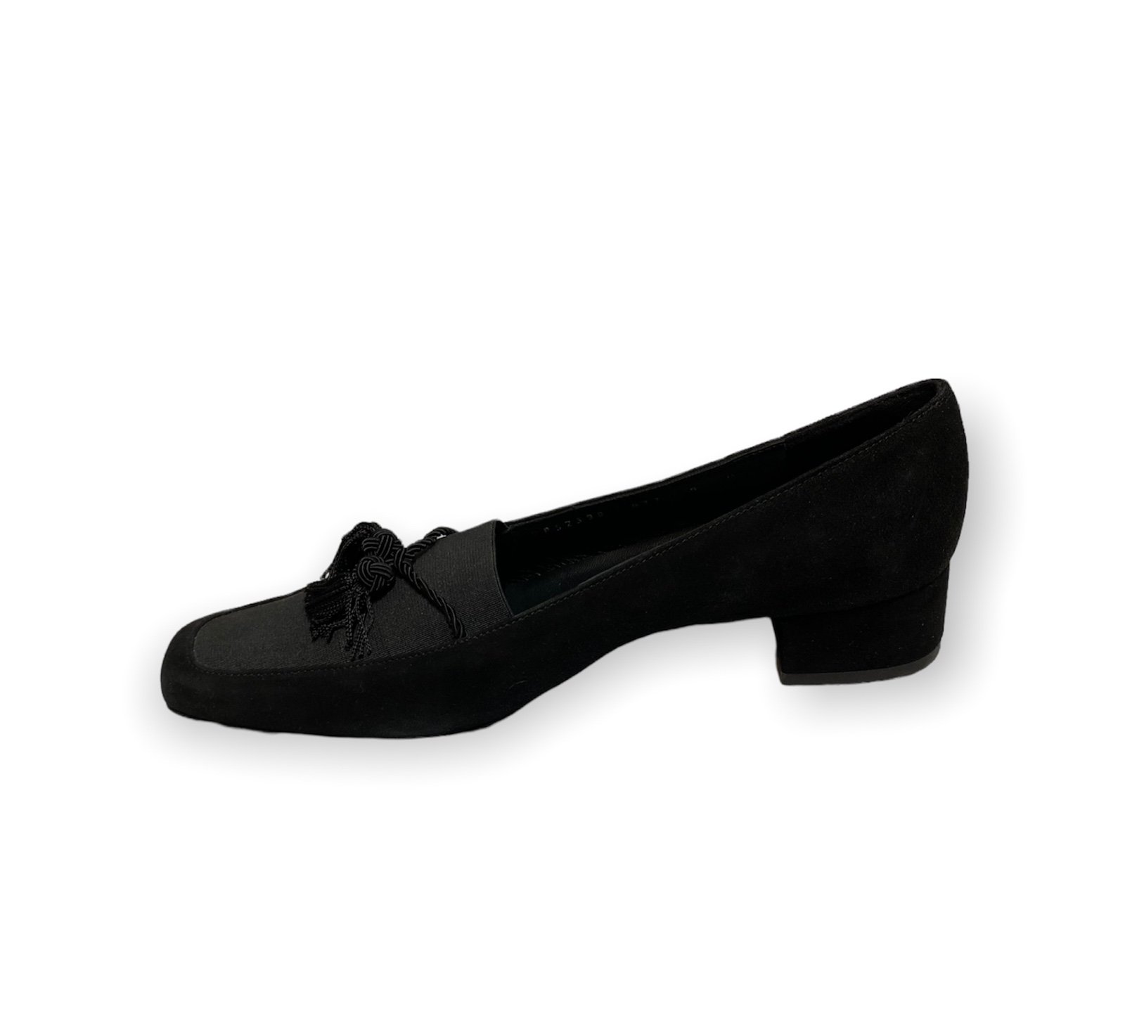 Salvatore Ferragamo Black Boutique Suede Fabric Tassel Accent Heels S Pumps