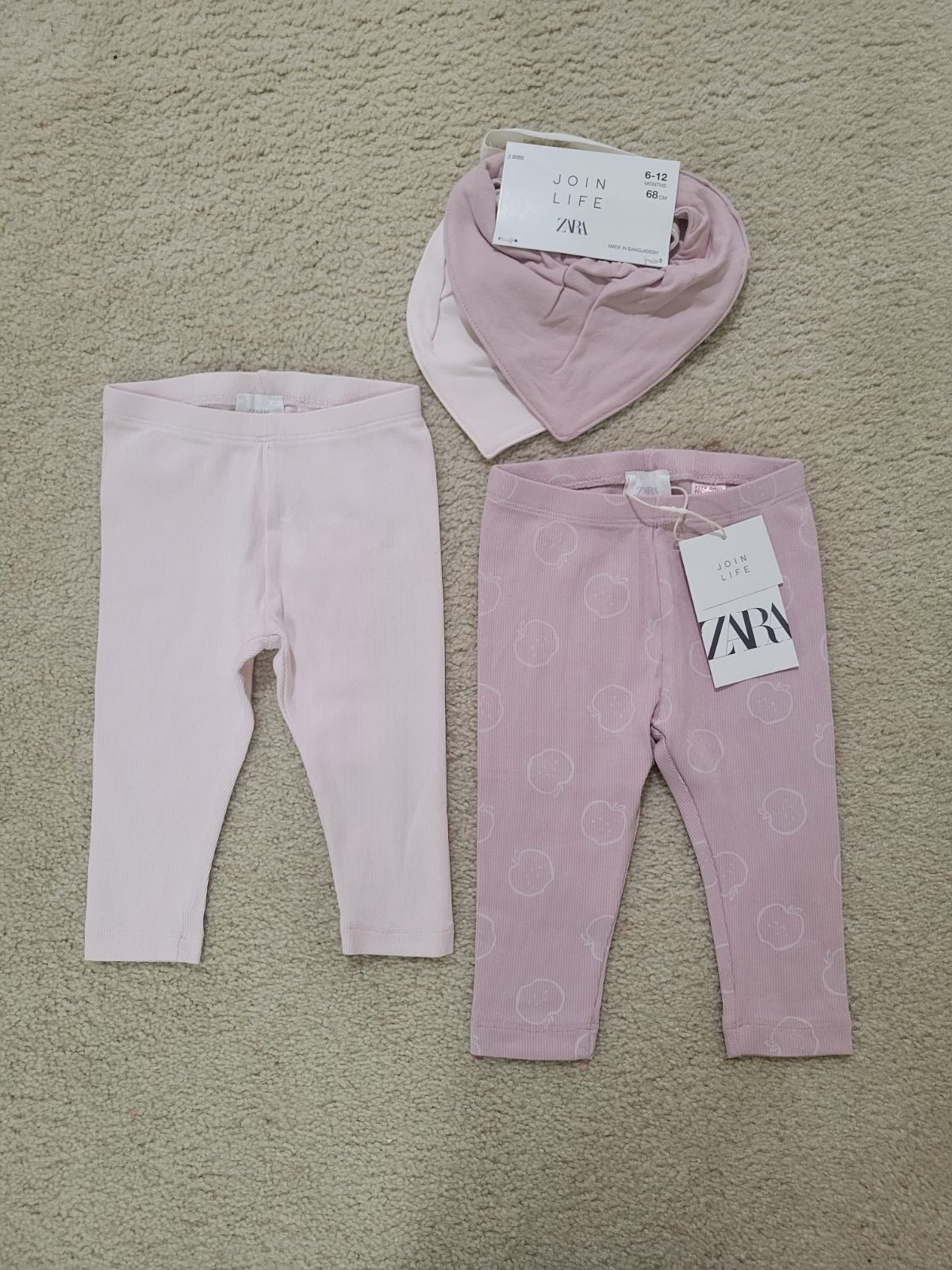 Zara baby TWO-PACK OF RIBBED LEGGINGS and bibs set