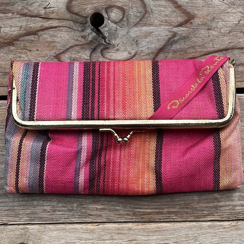 Vintage Oscar dela Renta Striped Clutch