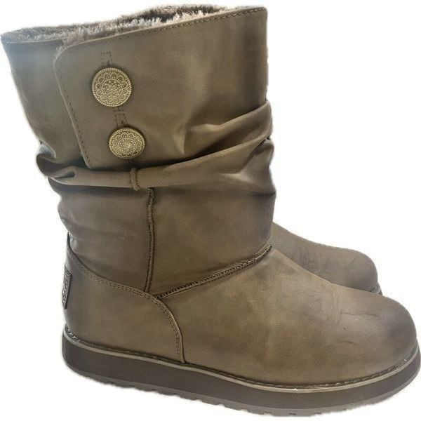 Skechers Boots Midcalf Brown Faux Fur Lined Casual EUC Women's Size 7.5