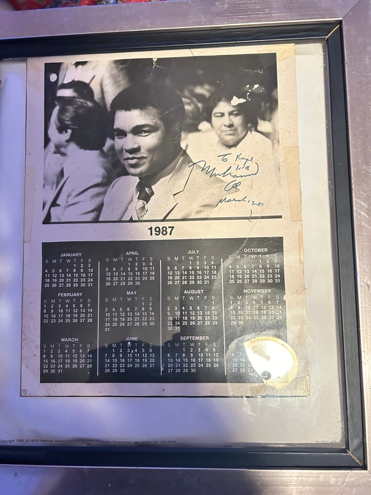 signed muhammad Ali 1987 calendar