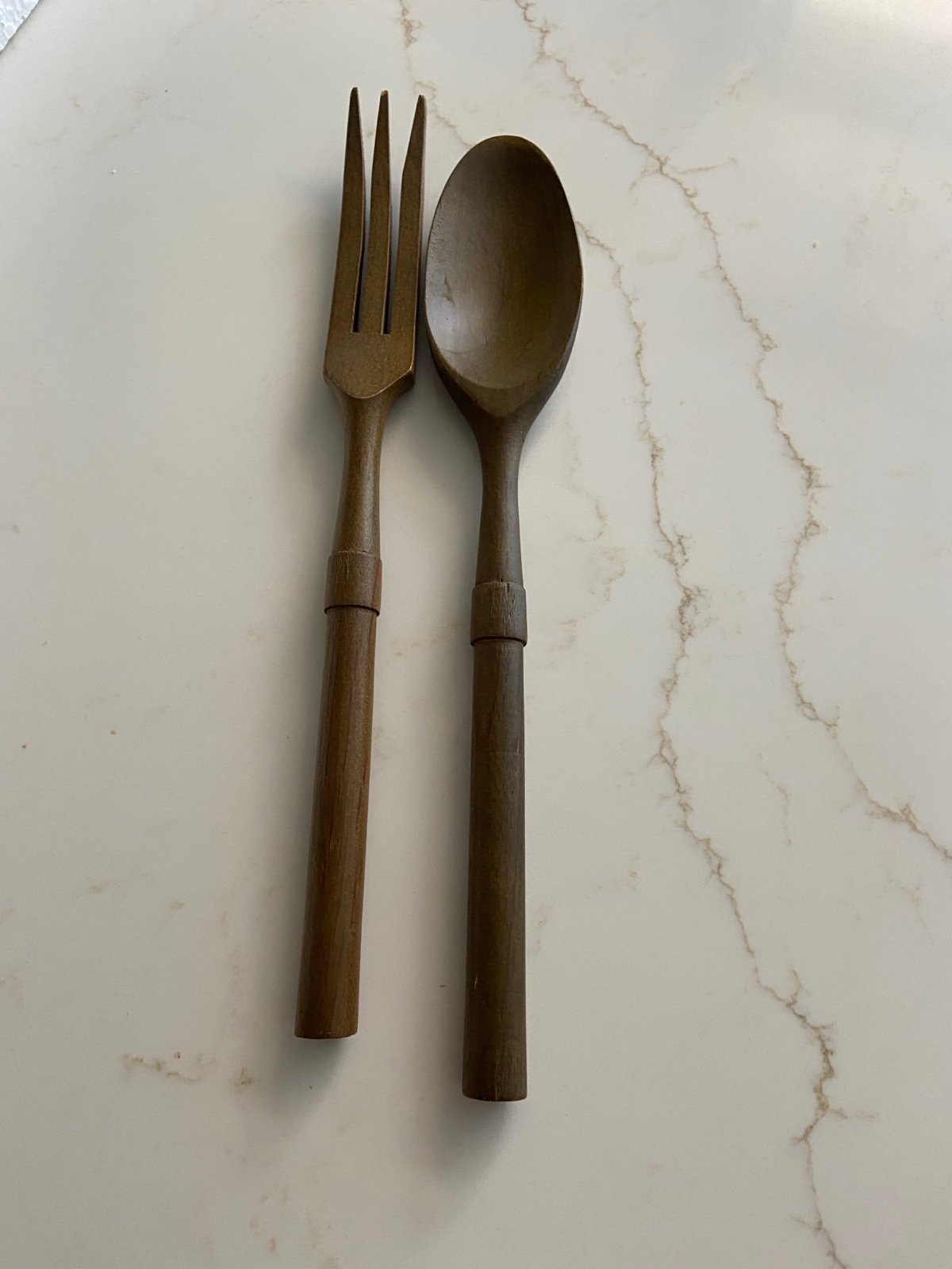 2PC. SPOON & FORK Teak Wood Salad Server
