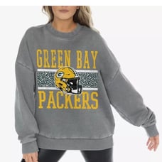 Large Green Bay Packers Gameday Couture Women's Vintage Wash Oversized Crewneck