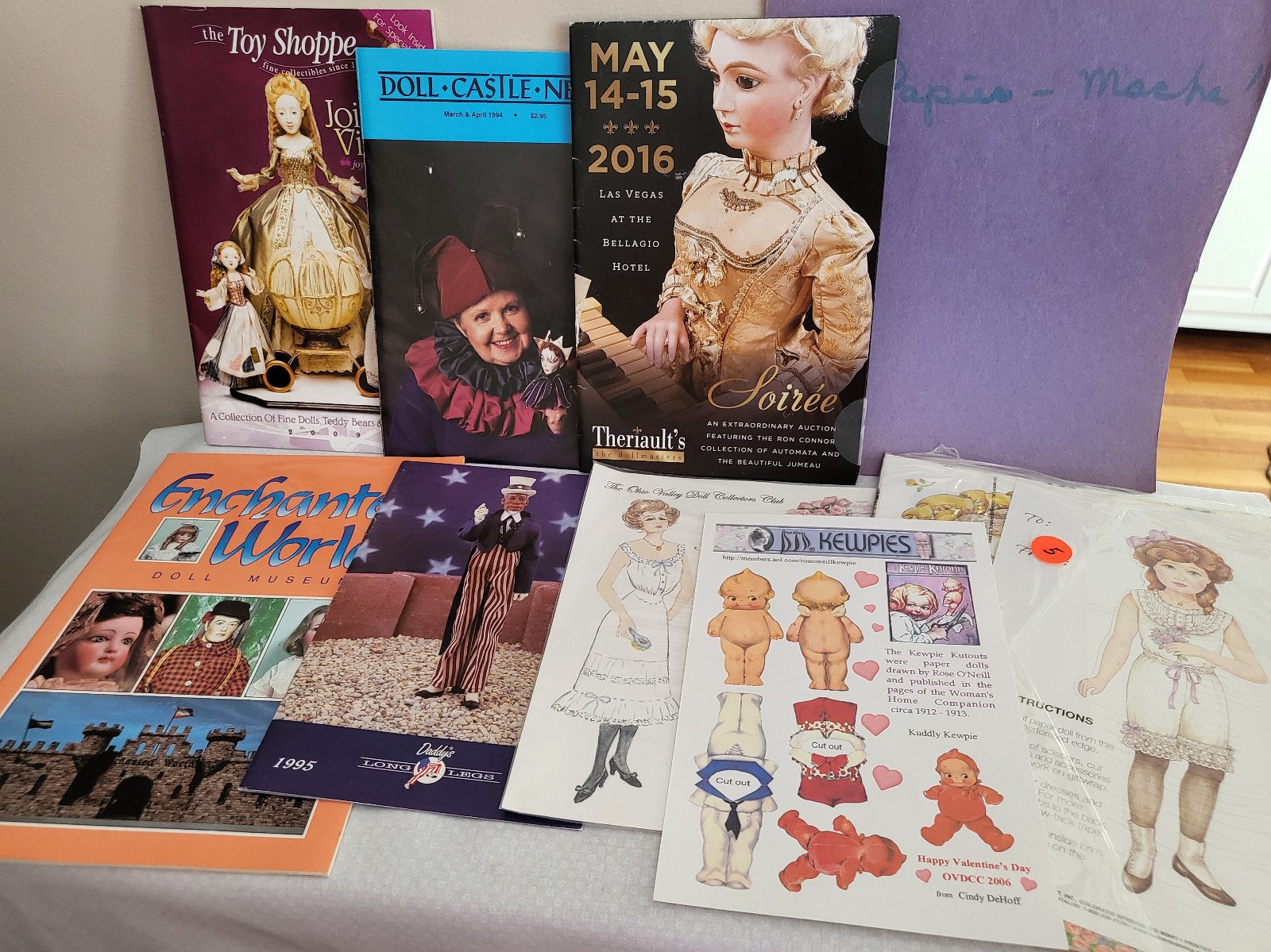 Lot of doll auction books paper dolls doll making millinery clothes for antiques