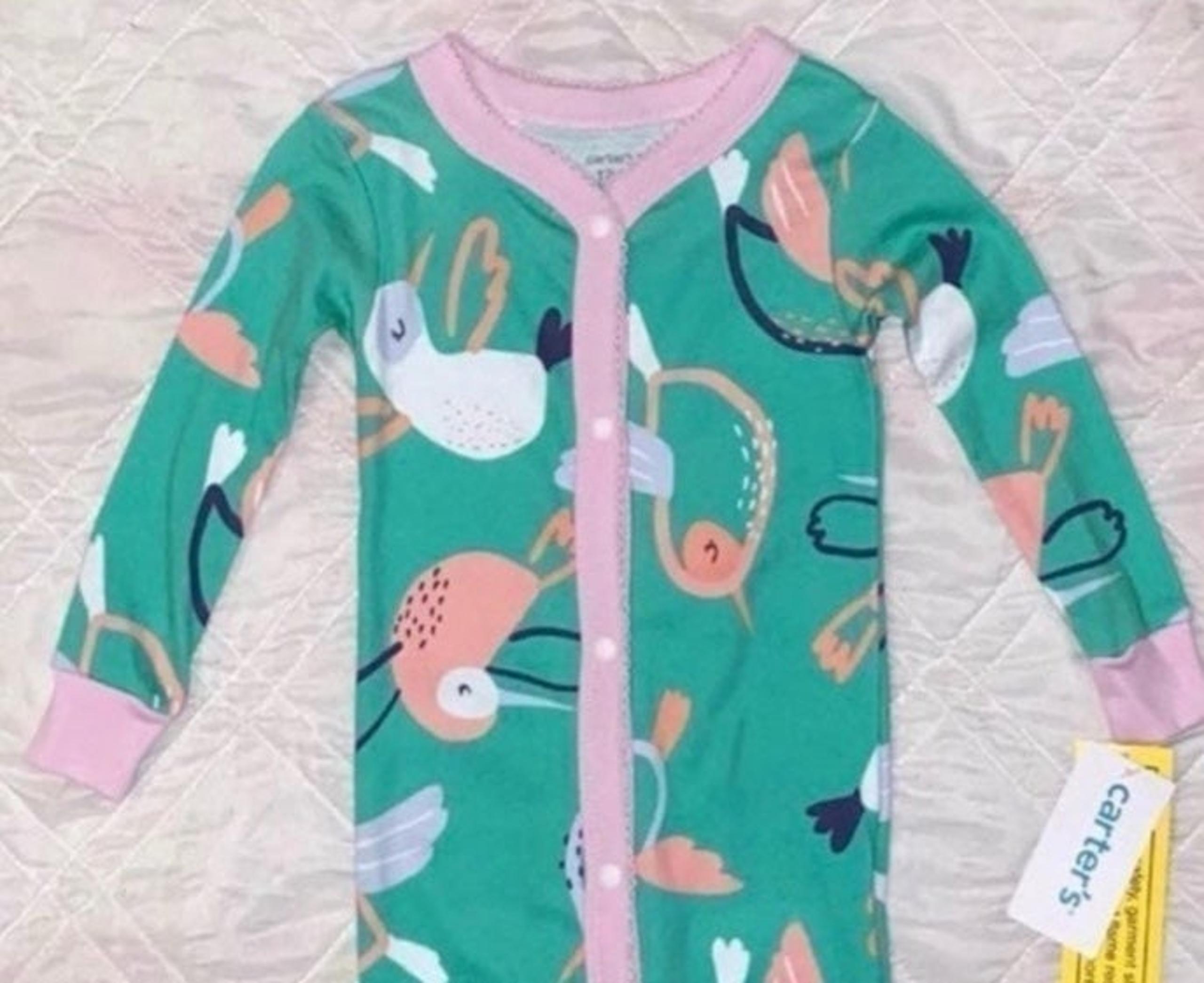 New Girls 12 months Carters Cotton Romper Sleeper Hummingbird Pajama