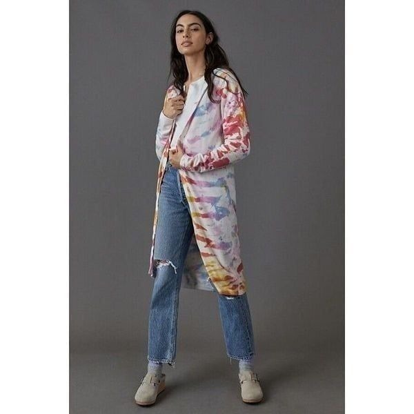Anthropologie Electric Yoga Cardigan Womens Small Petite Tie Dye Emira Hooded