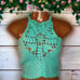Handmade Crochet Teal Heart Bodice Halter Top