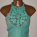 Handmade Crochet Teal Heart Bodice Halter Top