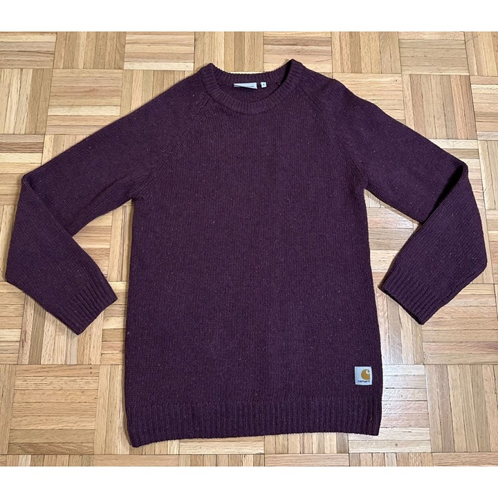 Carhartt Work In Progress Anglistic Sweater Mens Small Burgundy Lambswool Crew