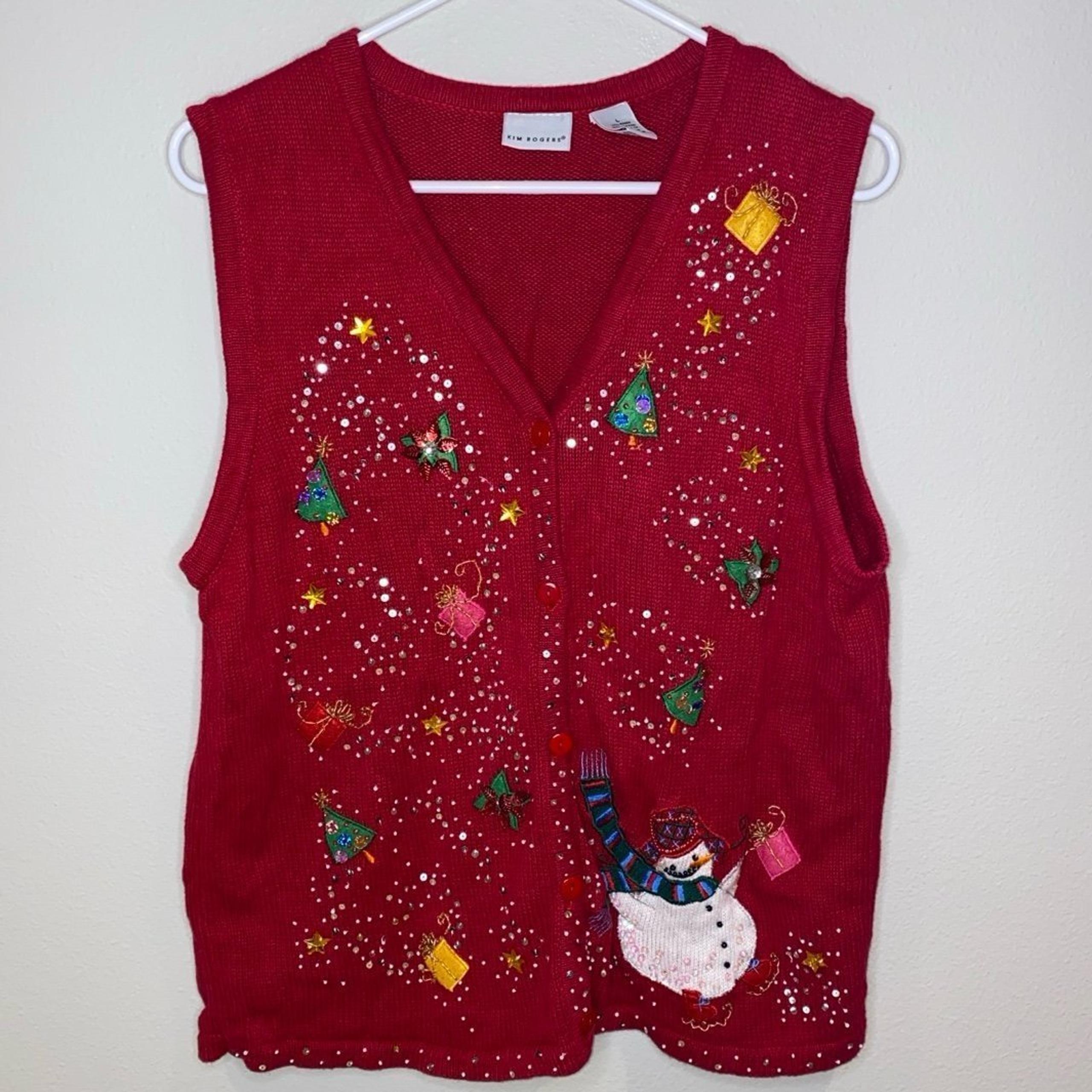 Kim Rogers Christmas Sweater Vest Red Size L