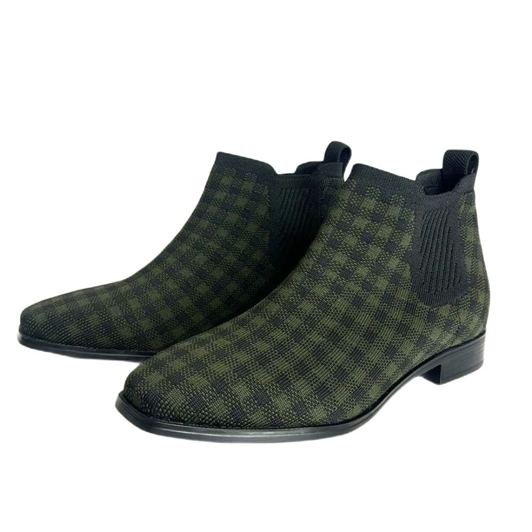 Vivaia Square-Toe Water-Repellent Ankle Boots (Ryan Pro) in olive plaid size 8