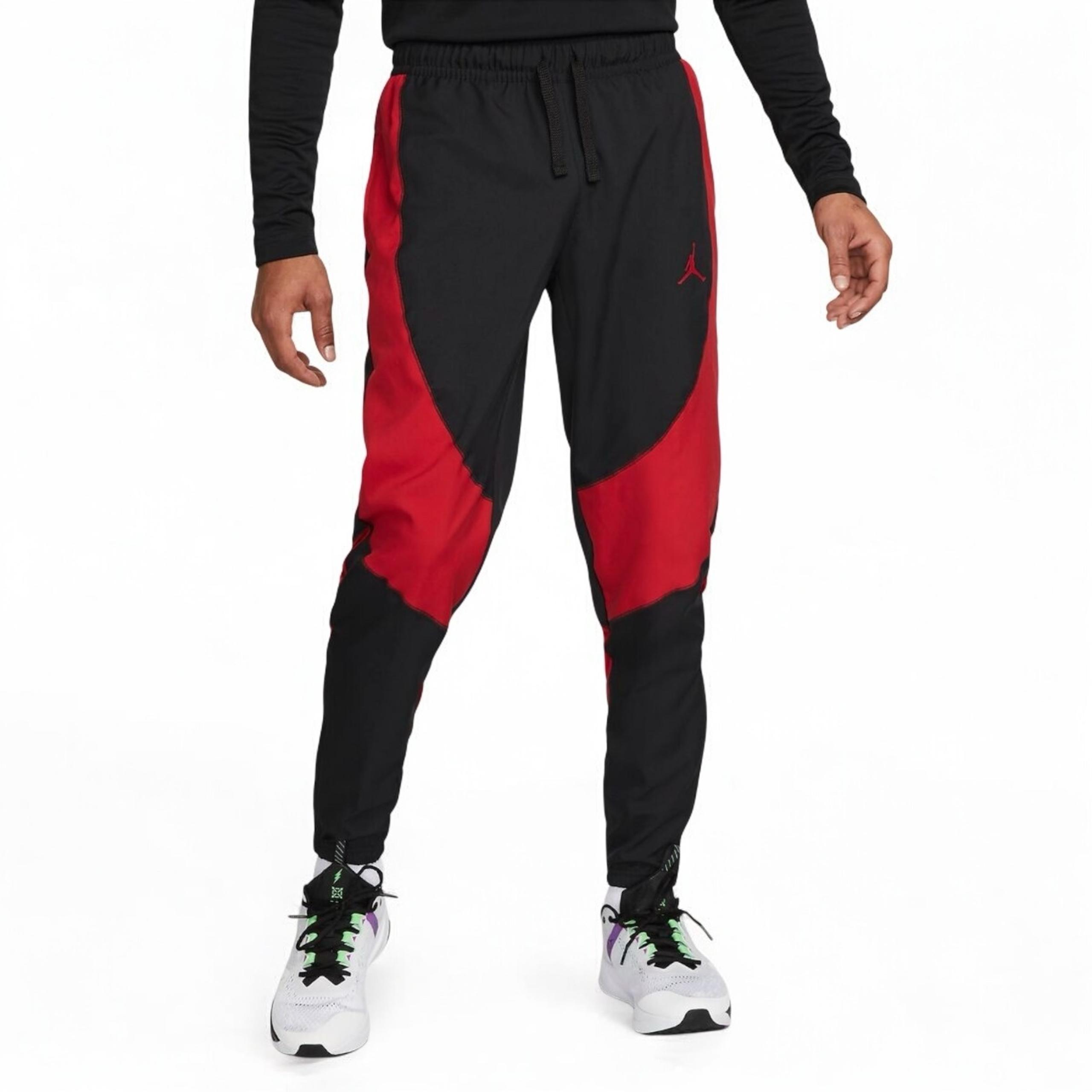 Jordan Men's Dri-Fit Athletic Track Pants Black and Gym Red LG