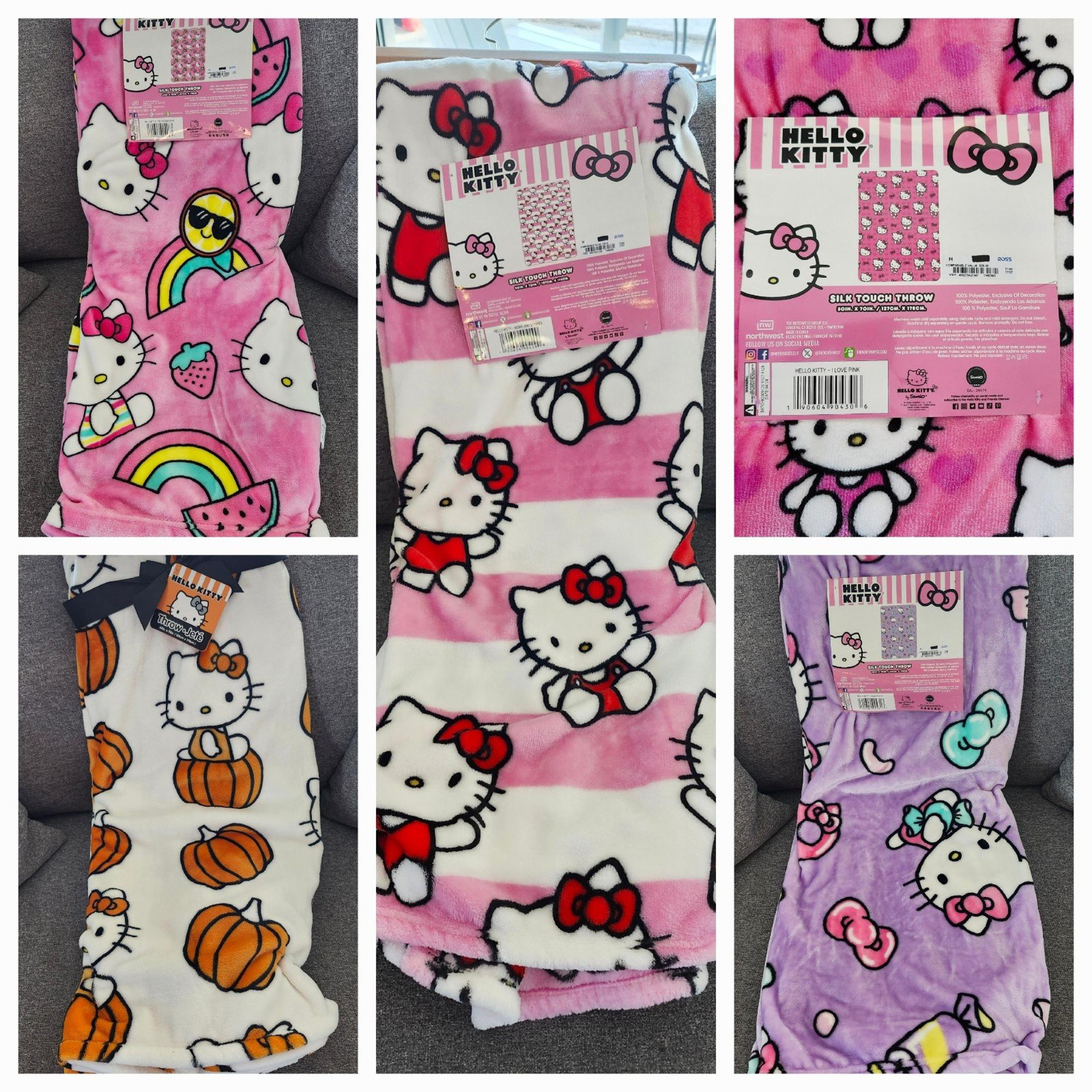 Hello Kitty pink blankets and purple oversized throws