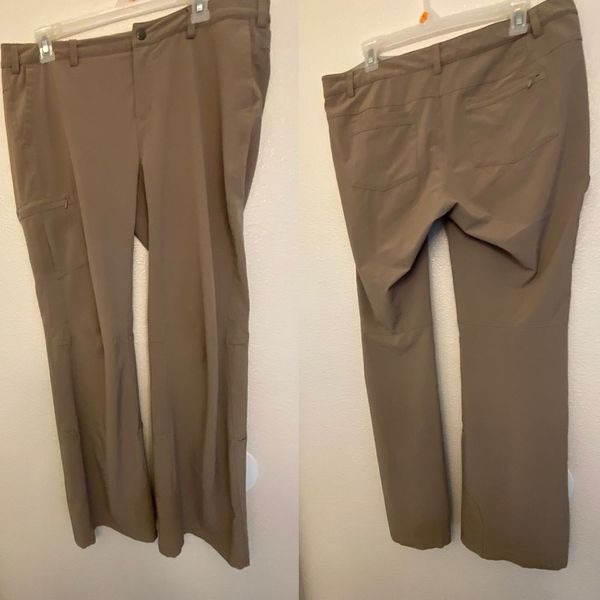 REI Roll Up Hiking tan convertible lightweight hiking mid rise pants womans 14