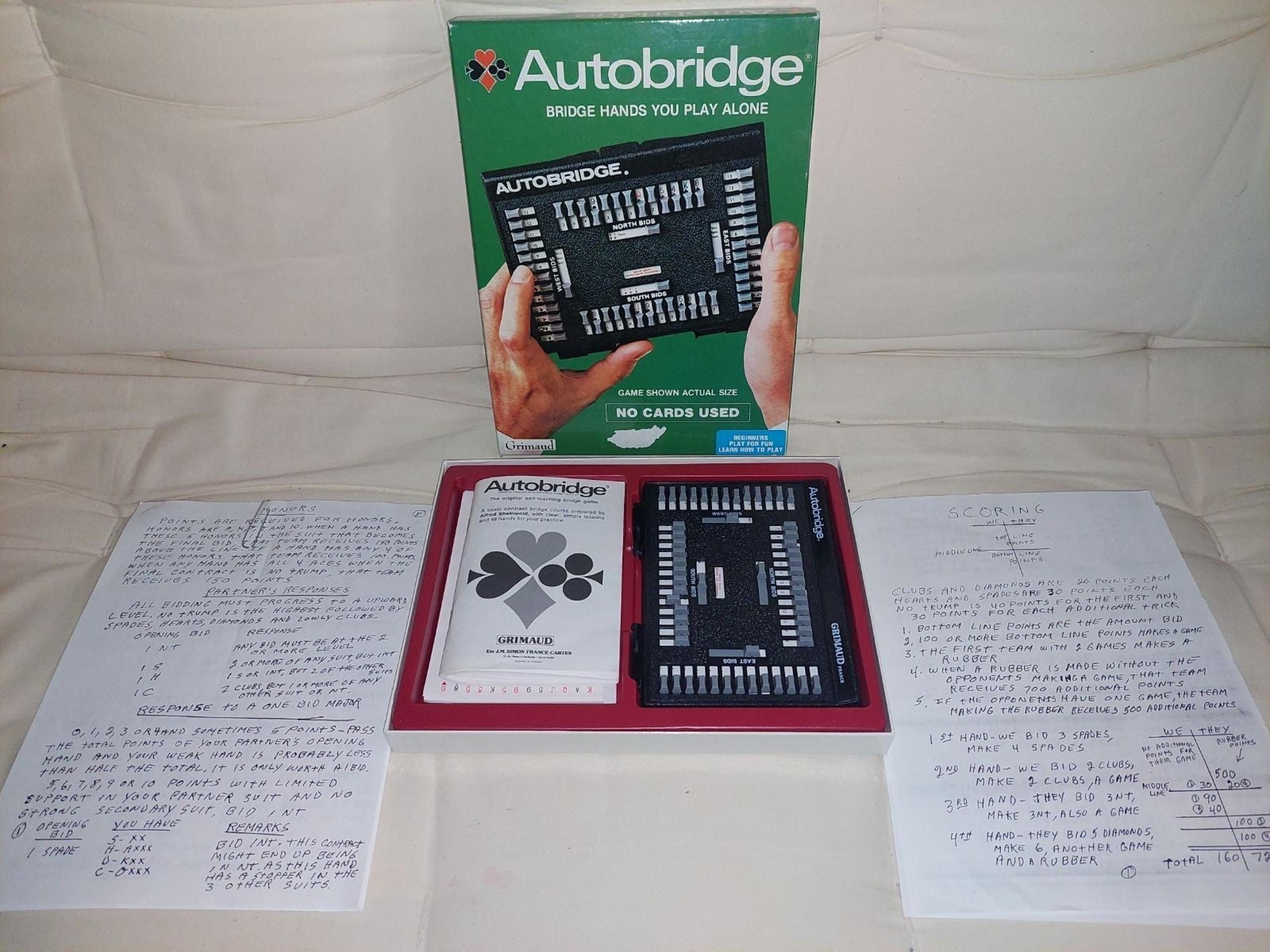 Vintage 1985 1st ed. Auto Bridge Made in France with a Ton of additional Notes