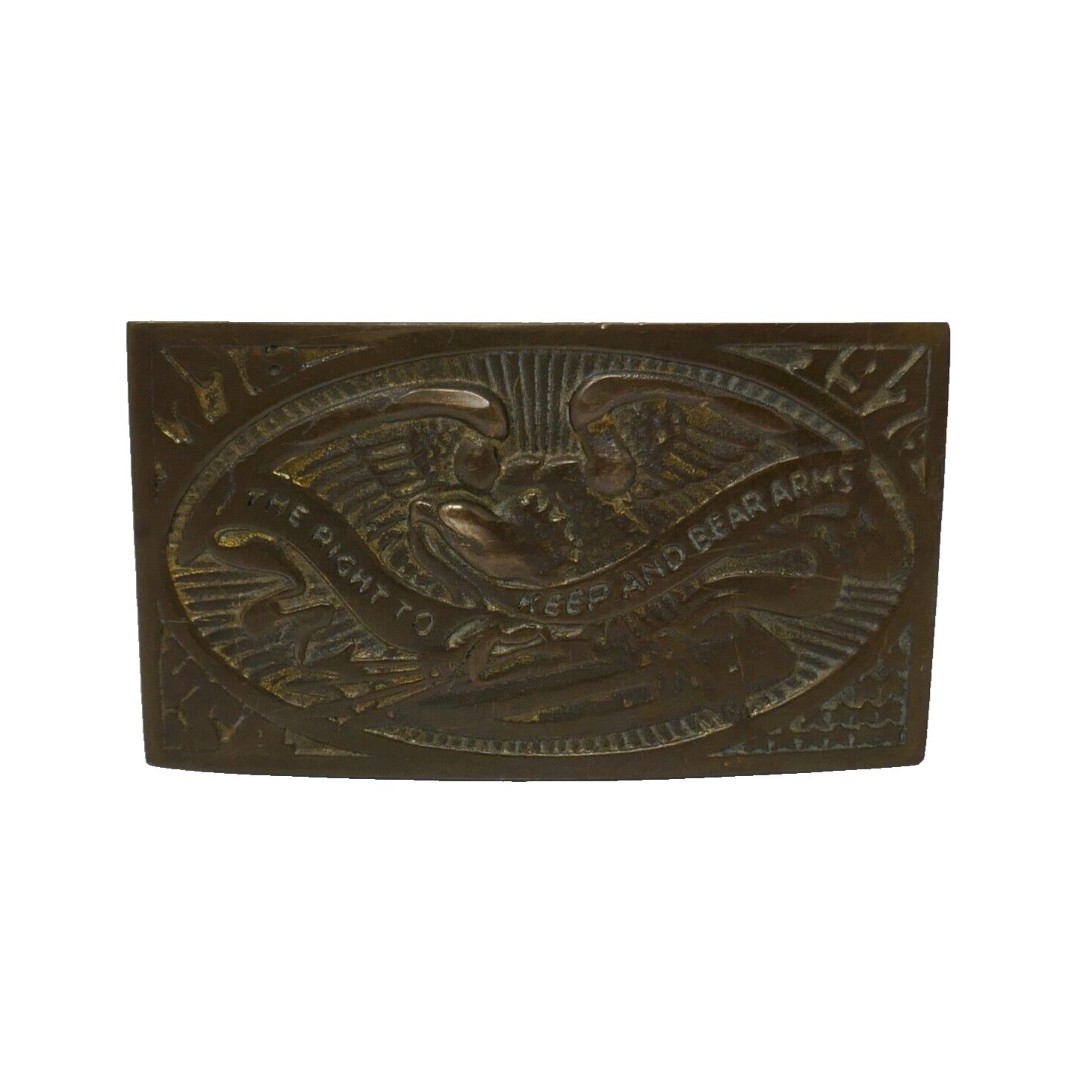 P. Romano Right To Keep And Bear Arms 1776-1976 Brass Belt Buckle NRA