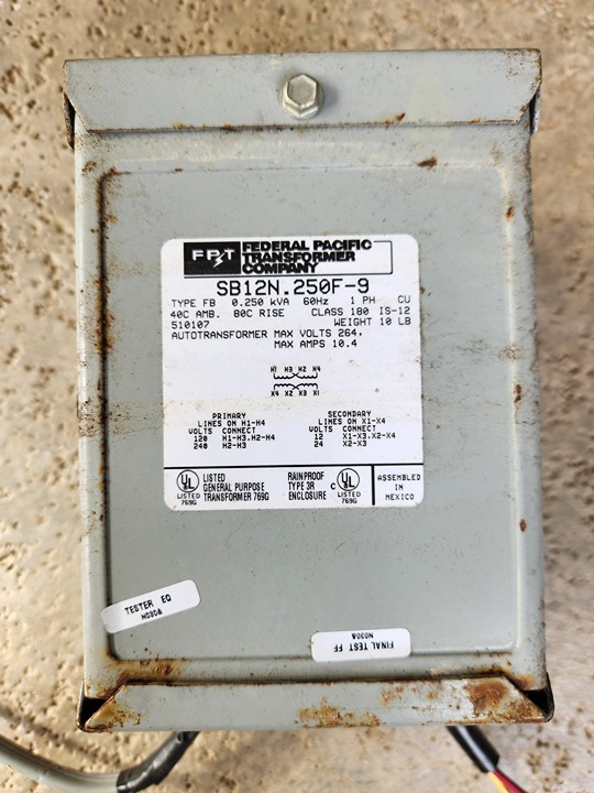 Federal Pacific Transformer, SB12N.250F-9