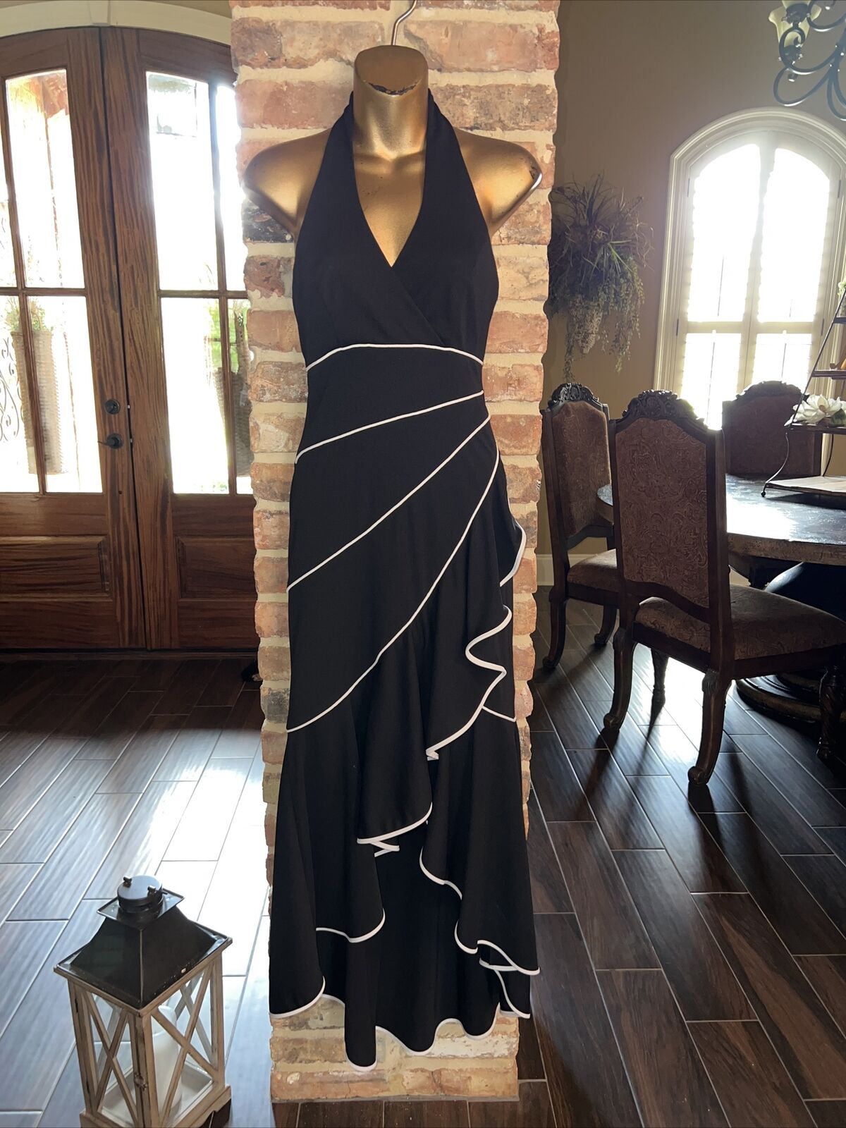 Niki by Niki Livas Black Tiered Halter High Low Ruffle Prom Dress Size 2