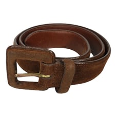 Vtg Polo Ralph Lauren Brown Suede Leather Belt & Buckle Sz 32 80s Made In USA
