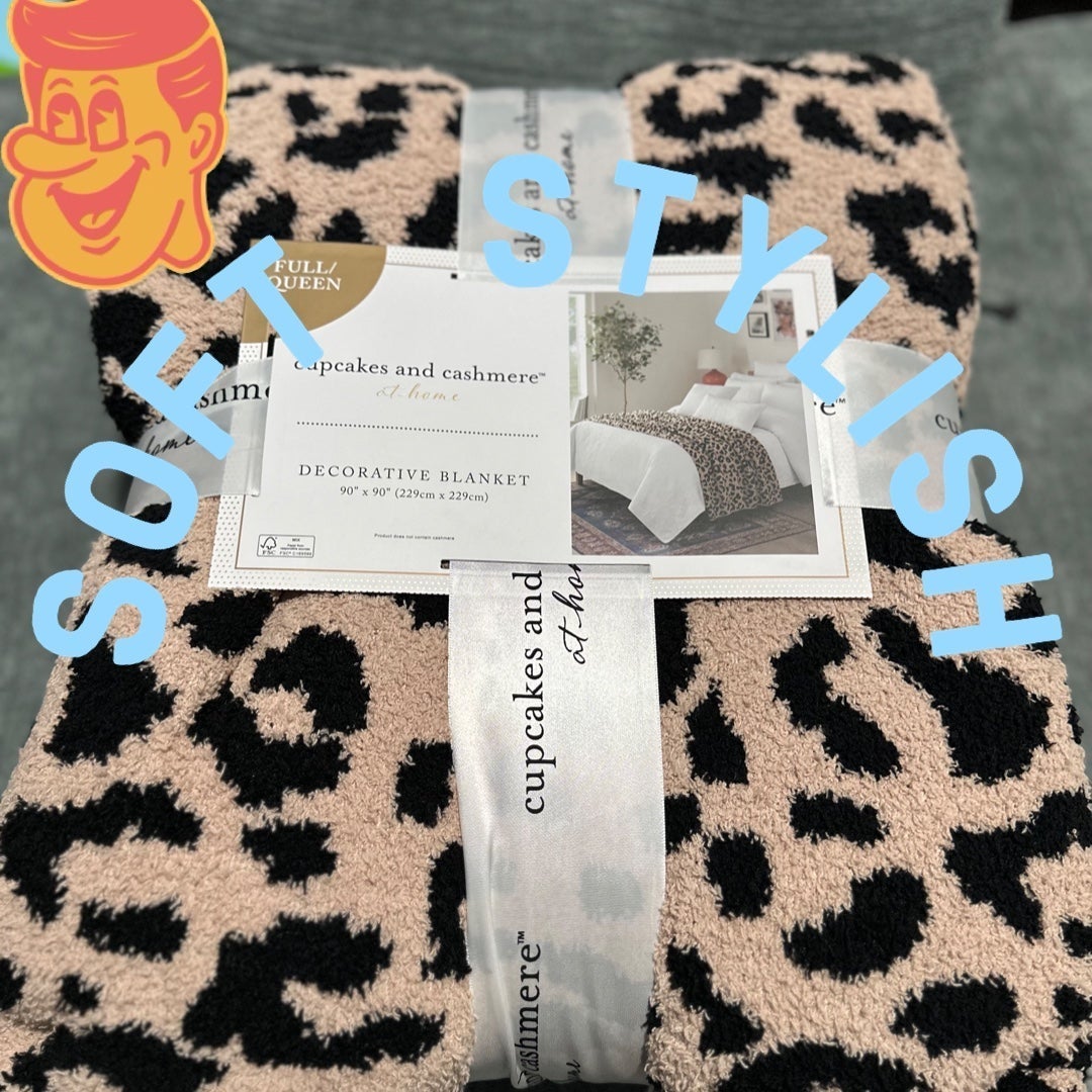 cupcakes and cashmere leopard blanket